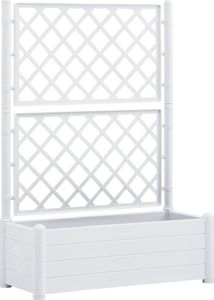 vidaXL Skrzynia na rośliny z trejażem, 100x43x142 cm, PP, biała 2