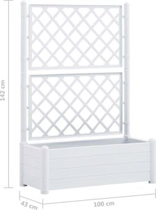 vidaXL Skrzynia na rośliny z trejażem, 100x43x142 cm, PP, biała 7
