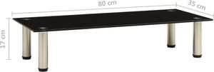 vidaXL Stojak pod TV, czarny, 80x35x17 cm, szkło hartowane 5