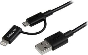 Kabel USB StarTech USB-A - microUSB, Lightning 1 m Czarny (LTUB1MBK) 1
