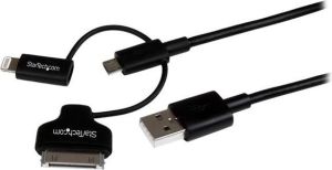 Kabel USB StarTech USB-A - Apple 30-Pin + Lightning + microUSB 1 m Czarny (LTADUB1MB) 1