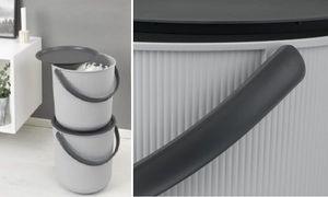 Plast Team Wiadro szare z rączką i pokrywą AKITA 53 L 2