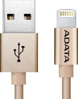 Kabel USB ADATA Lightning, certyfikat MFI, 1m, Aluminium, Gold (AMFIAL-100CM-CGD) 1