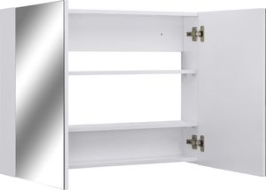 vidaXL Szafka łazienkowa z lustrem biała 80x15x60cm 3