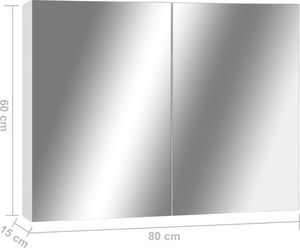 vidaXL Szafka łazienkowa z lustrem biała 80x15x60cm 6