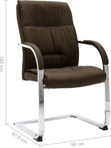 Krzesło biurowe vidaXL Krzesło biurowe, wspornikowe, brązowe, tkanina 6