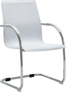 vidaXL Krzesło biurowe, wspornikowe, białe, sztuczna skóra 1