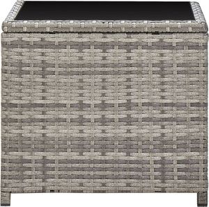 vidaXL Stolik kawowy, szary, 45x45x40 cm, rattan PE i szkło 3