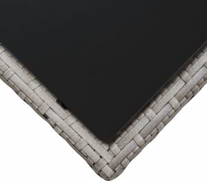 vidaXL Stolik kawowy, szary, 45x45x40 cm, rattan PE i szkło 4