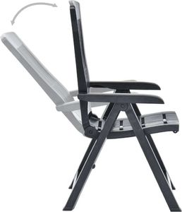 vidaXL Rozkładane krzesła do ogrodu, 2 szt., plastikowe, antracytowe 6