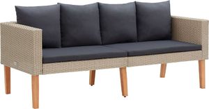 vidaXL 2-osobowa sofa ogrodowa z poduszkami, rattan PE, beż 1
