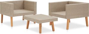 vidaXL 3-cz. zestaw wypoczynkowy do ogrodu, poduszki, rattan PE, beż 4