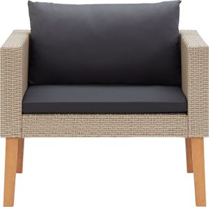 vidaXL Pojedyncza sofa ogrodowa z poduszkami, rattan PE, beż 2