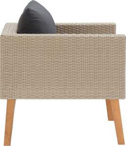 vidaXL Pojedyncza sofa ogrodowa z poduszkami, rattan PE, beż 3