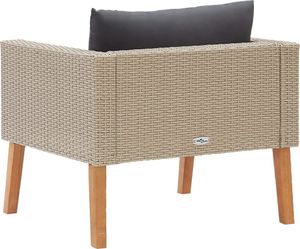 vidaXL Pojedyncza sofa ogrodowa z poduszkami, rattan PE, beż 4
