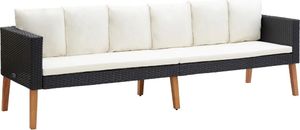 vidaXL 3-osobowa sofa ogrodowa z poduszkami, rattan PE, czarny 1