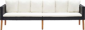 vidaXL 3-osobowa sofa ogrodowa z poduszkami, rattan PE, czarny 2
