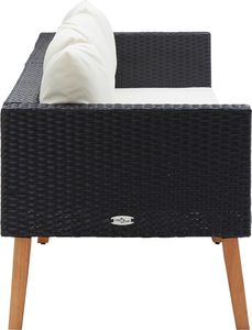 vidaXL 3-osobowa sofa ogrodowa z poduszkami, rattan PE, czarny 3