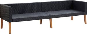 vidaXL 3-osobowa sofa ogrodowa z poduszkami, rattan PE, czarny 5