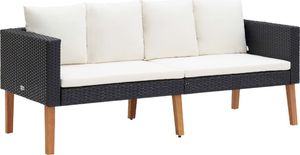 vidaXL 2-osobowa sofa ogrodowa z poduszkami, rattan PE, czarny 1