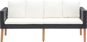 vidaXL 2-osobowa sofa ogrodowa z poduszkami, rattan PE, czarny 2
