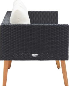 vidaXL 2-osobowa sofa ogrodowa z poduszkami, rattan PE, czarny 3