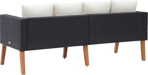 vidaXL 2-osobowa sofa ogrodowa z poduszkami, rattan PE, czarny 4