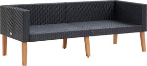 vidaXL 2-osobowa sofa ogrodowa z poduszkami, rattan PE, czarny 5