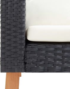 vidaXL 2-osobowa sofa ogrodowa z poduszkami, rattan PE, czarny 7