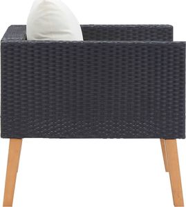vidaXL Pojedyncza sofa ogrodowa z poduszkami, rattan PE, czarny 3