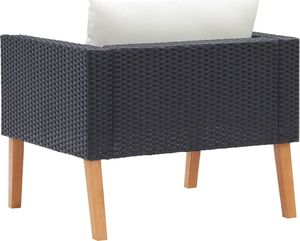 vidaXL Pojedyncza sofa ogrodowa z poduszkami, rattan PE, czarny 4