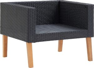 vidaXL Pojedyncza sofa ogrodowa z poduszkami, rattan PE, czarny 5