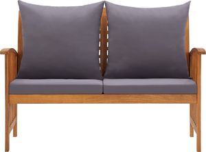 vidaXL Ławka ogrodowa z poduszkami, 119 cm, lite drewno akacjowe 2