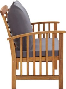 vidaXL Ławka ogrodowa z poduszkami, 119 cm, lite drewno akacjowe 3