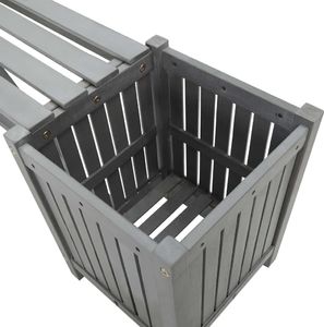 vidaXL Ławka ogrodowa z 2 donicami 150 cm, lite drewno akacjowe, szara 4