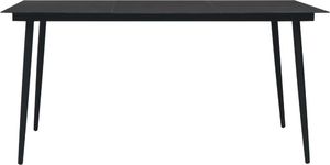 vidaXL Stół ogrodowy, czarny, 190x90x74 cm, stal i szkło 2