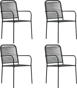 vidaXL Krzesła ogrodowe, 4 szt., sznurek bawełniany i stal, czarne 1