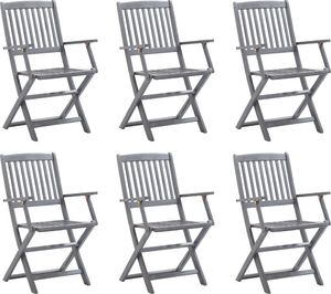 vidaXL Składane krzesła ogrodowe, 6 szt., lite drewno akacjowe 1