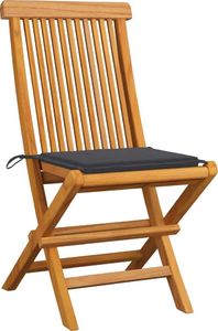 vidaXL Krzesła ogrodowe z antracytowymi poduszkami, 2 szt., tekowe 2