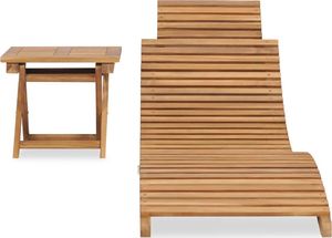vidaXL Składany leżak ze stolikiem, lite drewno tekowe 2