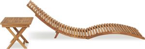 vidaXL Składany leżak ze stolikiem, lite drewno tekowe 3