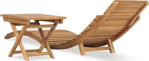 vidaXL Składany leżak ze stolikiem, lite drewno tekowe 4