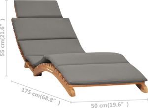 vidaXL Składany leżak z ciemnoszarą poduszką, lite drewno tekowe 7