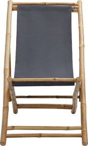 vidaXL Leżak z bambusa i ciemnoszarego płótna 2