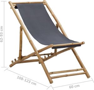 vidaXL Leżak z bambusa i ciemnoszarego płótna 8