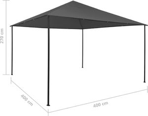 vidaXL Pawilon ogrodowy, 4 x 4 x 2,7 m, antracytowy, 180 g/m 8