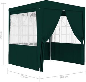 vidaXL Namiot imprezowy ze ściankami, 2x2 m, zielony, 90 g/m 8