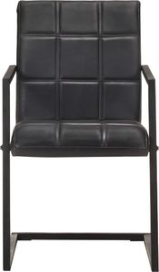 vidaXL Krzesła stołowe, wspornikowe, 2 szt., czarne, skóra naturalna 2