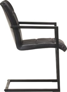 vidaXL Krzesła stołowe, wspornikowe, 2 szt., czarne, skóra naturalna 3