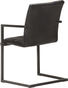 vidaXL Krzesła stołowe, wspornikowe, 2 szt., czarne, skóra naturalna 4